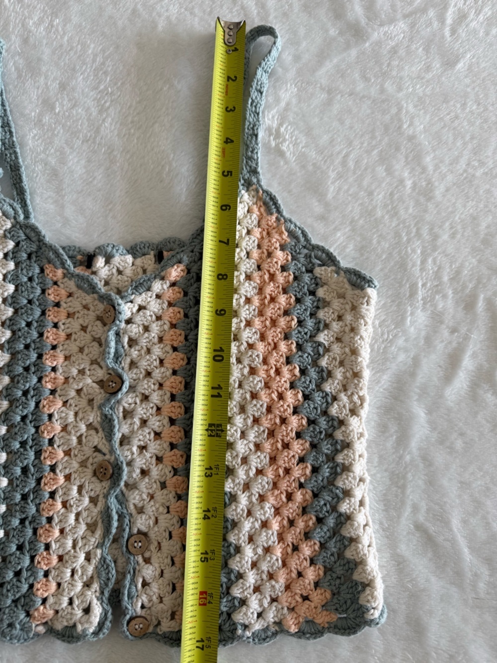 Crochet Knit Tank Top – Cottagecore Boho Button Front Cami - Picture 5 of 7